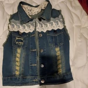 Distressed Lace and Jean Vest